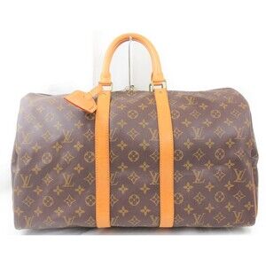 Louis Vuitton Keepall Monogram Boston Travel Bag Brown